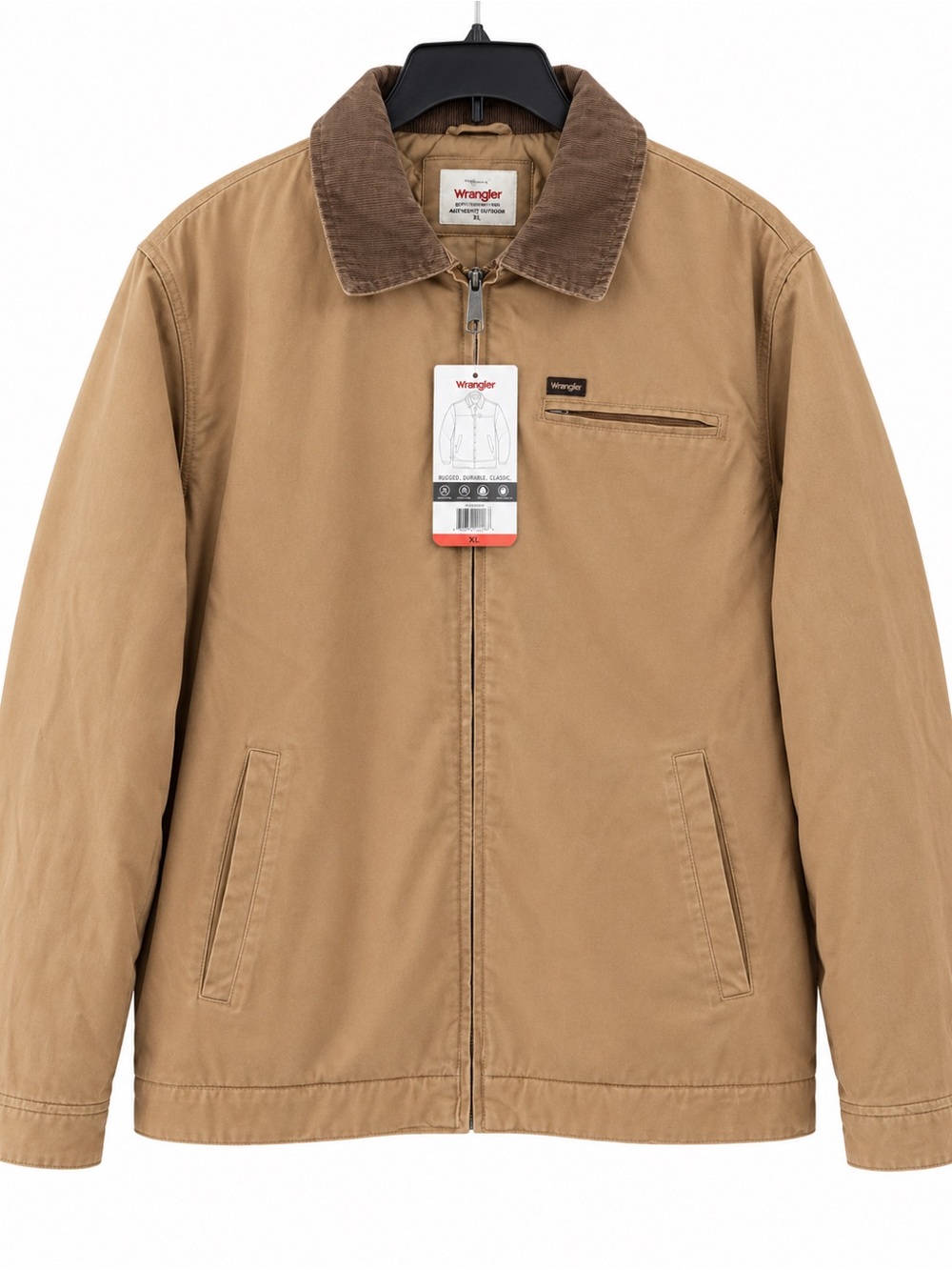 Wrangler Tan Canvas Jacket with Brown Collar